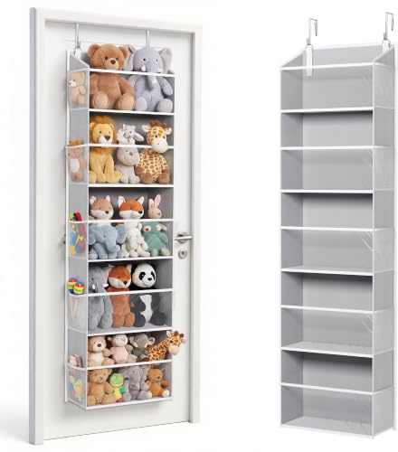 ULG Tür-Organizer mit 5 großen Taschen, 10 Netz-Seitentaschen, 20 kg Tragkraft, Hängeaufbewahrung mit transparentem Fenster für Schlafzimmer, Badezimmer, Küche, Wohnmobil, transparent, 1 Stück