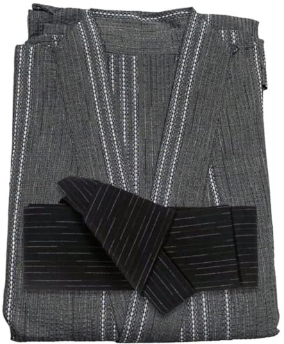 Stakee 1 Set Kimono Tradizionale Giapponese Yukata Uomo, Lungo Yukata, Accappatoio Largo con Cintura per Sauna Domestica, Cosplay