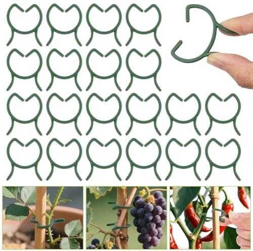 ANOMM 210 Pcs Plant Clips Green Garden Clips Plastic Plant Rings Plant Support Clips for Securing Plant Stem（M）