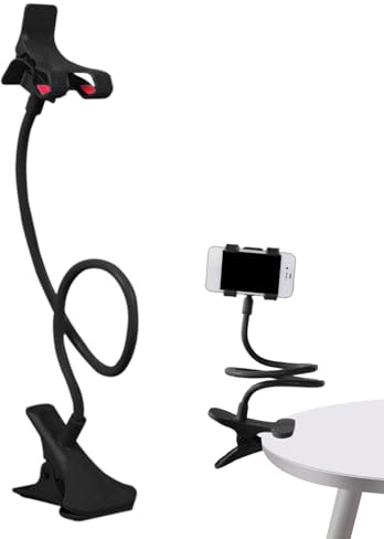 Dmuzsoih 50CM Supporto Per Telefono A Letto, Supporto Porta Cellulare Da Collo, Staffas Di Serraggio Regolabile A 360, Braccio Flessibile Con Base A Clip Per Cucina Palestra Tavolo