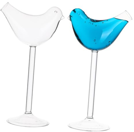 VICASKY 2pezzi Bicchiere Da Cocktail Forma Animale Bicchieri Da Martini in Vetro Trasparente Porta Cocktail Calici in Vetro