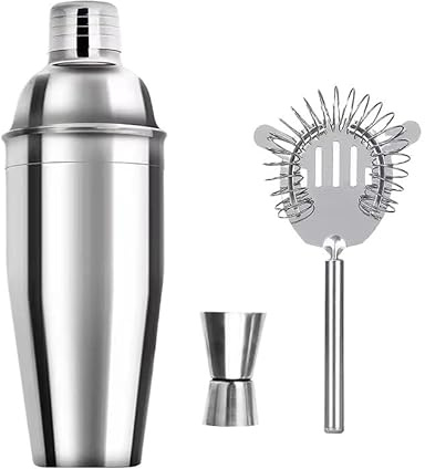 Shaker Cocktail,Shaker Caffe Freddo Shaker For Cocktail In Acciaio Inossidabile Da 3/6 Pezzi, Strumenti Barman, Mixer, Drink, Kit Barista Sharker(A 3pcs-550ml)