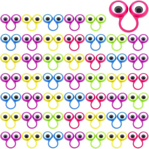 JoyJoyful Mitgebsel Kindergeburtstag Gastgeschenke 6 7 8 9 10 11 12 Jahre, 100 Stück Fingerpuppen für Kinder Give Aways, Fidget Ring Toys für Kinder Erwachsene (Farbe zufällig)