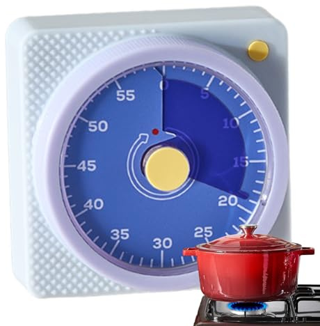 Tyinerc Timer magnetico | 60 minuti Orologio meccanico magnetico silenzioso | Timer da cucina visivo – per insegnanti cucina lavarsi i denti doccia scuola casa scuola frigo allenamento