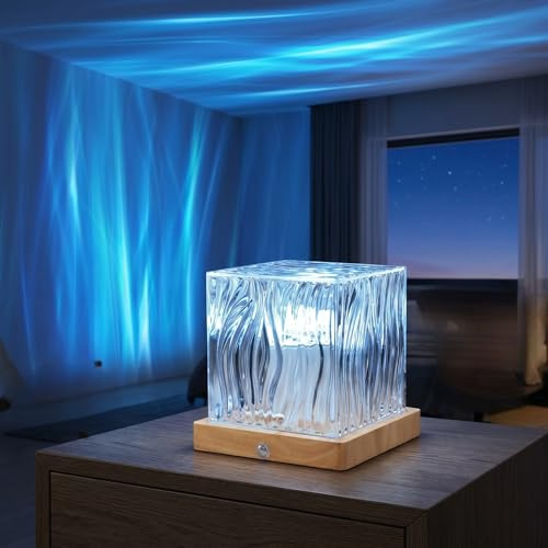 Ocean Wave Lamp, Northern Lights Aurora Projector with Remote Control, 16 Colors Dimmable Night Light for Bedroom, Mood Lighting & Sensory Lights for Kids Adults, Ocean Wave Lamp for Room Decor