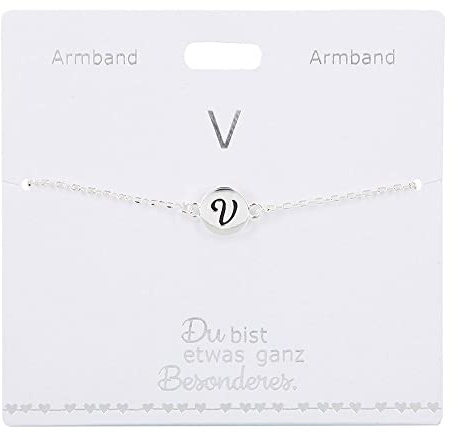 Versilbertes Namensarmband mit Buchstabe V