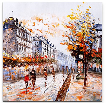 Leinwandbilder | Bilder Leinwand 60x60cm Straße in Paris – Ölgemälde