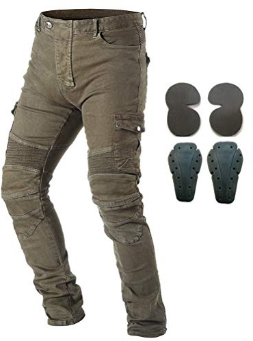 Män motorcykelridningsskyddsbyxor med denim jeans och rustning 4 x knäskydd