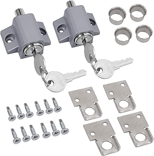 eSynic 2pcs Verrou de Patio Fenêtre Coulissant Verrou de Sécurité Anti-vol | Installation Facile, Deux Mode d'Installation, Anti-Ouverture, Protection Enfant Animaux, Maison Patio Fenêtre Compatible