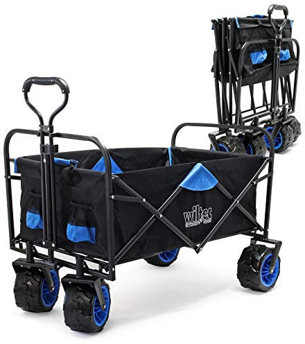 Wiltec Carretto a mano pieghevole, max 100 kg, tessuto impermeabile nero-blu, carrello