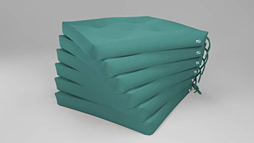 Rollmayer 6er Set Stuhlkissen mit Steppung Stuhlauflage Sitzkissen Sitzpolster Auflage für Stühle in Haus und Garten Kollektion Vivid (Türkis 17, 40x40x4cm)