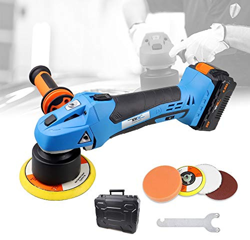 NEWONE 20V Cordless Round Orbital Polisher, Dual Action Buffer, 5-Inch, 6 Variable Speeds, Anti-vibration Handle, Car Sanding Polishing Waxing, 4.0Ah Battery and Fast Charger