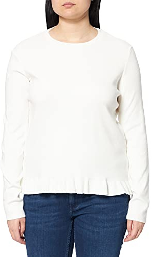 NA-KD Top de Manga Larga de Punto Camisa, Blanco Crema, XL para Mujer
