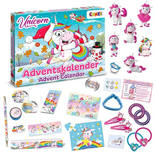 CRAZE UNICORN - Einhorn Adventskalender Kinder, Spielzeug Weihnachtskalender für Mädchen mit Einhorn Spielzeug & Zubehör
