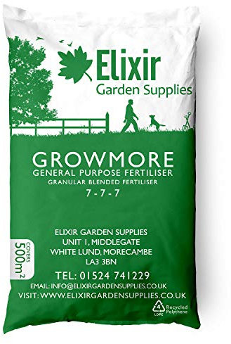 Elixir Gardens Growmore 7-7-7 Special Blend All Round General Purpose Fertiliser | 10kg | Treats 200 sq.m
