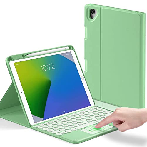 YMXuan Funda para teclado táctil para iPad de 9.7 pulgadas (6ª generación 2018/5ª generación 2017), teclado inalámbrico desmontable con trackpad, soporte para lápices integrado (verde)