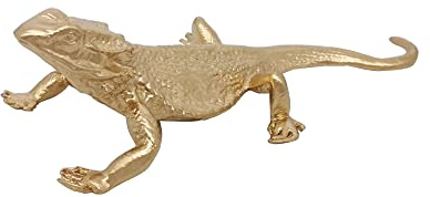 Tricune Goldfarbene Eidechsen-Skulptur, massives Metall, Ornament, Mini-Tierfigur für Zuhause, Büro, Garten, Desktop-Dekor (Eidechse)