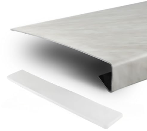 TJ Fensterbank Verkleidung in Marmoroptik I 38 x 110 cm I Dicke 3,5 mm I pflegeleichte PVC Fensterbrett-Abdeckung mit Seitenabschluss I Fenstersims Renovierung kratzfest & feuchtigkeitsundurchlässig