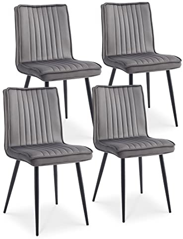 TUKAILAi Dining Room Chairs Set of 4, Upholstered Seat Kitchen Chair with Backrest and Metal Legs Velvet Padded Leisure Lounge Chairs for Home Office Living Room Dressing