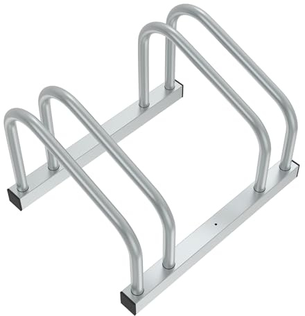 Aufun Fahrradständer Aufstellständer Stahl Mehrfachständer Für 2 Fahrräder | Radständer mit Schrauben, für Garage, Fahrrad für 30-65mm Reifenbreite Boden Wand Montage Platzsparend, Silber