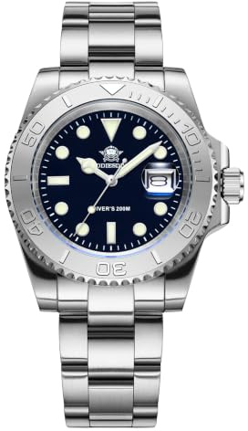 ADDIESDIVE 41 mm Taucher Quartz Uhren Herren schwarzes Zifferblatt wasserdicht 200m Edelstahlarmband Silber
