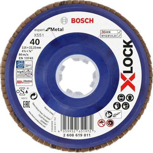 Bosch X-LOCK-Fächerschleifscheibe X551, Expert for Metal, K: 40, 115 mm
