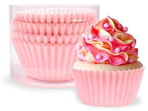 DIYJEP 100PCS Cupcake Cases Paper | Non-Stick Coating for Easy Release. Greaseproof Prevents Soggy Cupcakes. Safe for Baking. Ideal for Weddings, Parties