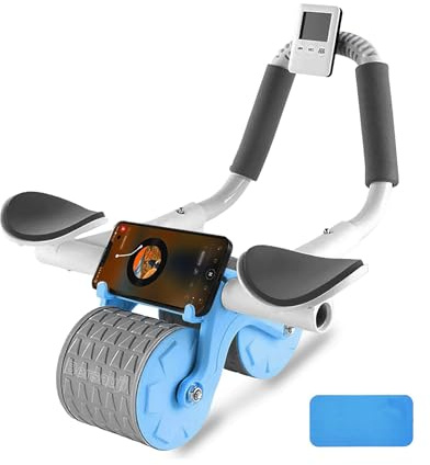 Bersauji 2025 New Ab Roller Wheel with Knee Mat &Timer, Automatic Rebound Abdominal Wheel, Ab Abdominal Exercise Roller with Elbow Support, Abs Workout Equipment Ab Exercise Roller for Women Men
