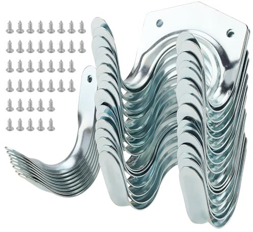 ZOENHOU Lot de 24 Crochets de Rangement, Porte Outils de Jardin Mural, Porte-Outils Simple/Double en Fer pour Garage Remise Entrepôt Ferme Établi, avec 40 Vis
