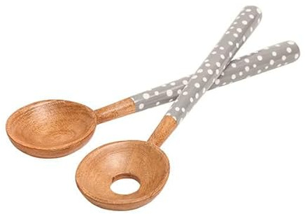 Sintra Mango Wood Spotted Salad Servers - Stone