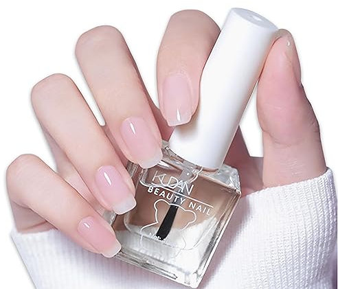 Rosa Nagellack, Nude Nagellack Schnelltrocknend, Transparent Pink Langanhaltender Nail Polish, atmungsaktiver Nagellack, keine Heilung nötig Gel Nagellack (M, Transparent)