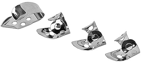 HEMOTON Silberne Gitarren Fingerplektren und Ersatz für Beschädigte Picks aus Metall 4 Stück Multifunktional Robuster Daumen und Zeigefinger Pick für Akustikgitarre