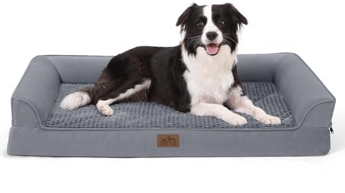 Orthopädisches Hundebett für große Hunde, waschbares Hundesofa, groß, stützendes Schaumstoff-Haustier-Couch-Bett mit abnehmbarem, waschbarem Bezug, wasserdichtem Futter und rutschfester Unterseite