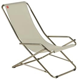 fiam Dondolina - Poltrona Basculante Da Esterno -Telaio Alluminio, Tela Texfil Bianco-Beige
