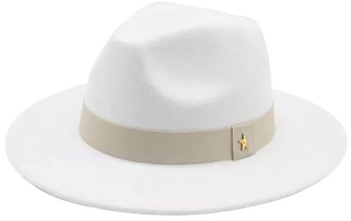 FULUJIDI Fedora Trilby Filzhut Hut Fedora Hut Frauen Hüte Für Frauen Band Band Männer Hut Breite Krempe Classic
