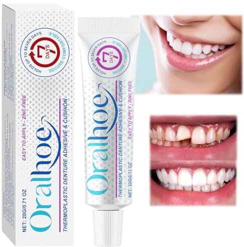 Thermoplastic Denture Adhesive Cushion – Strong Hold Denture Fixative for False Teeth, with Denture Reline Kit and Dental Glue – Easy to Apply Tooth Adhesive for a Firm Fit