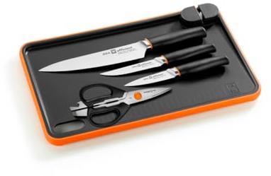 BRA Efficient | Set de 3 cuchillos Efficient con tabla de cortar + Tijeras