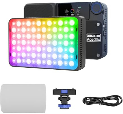 Amaran Ace 25c RGBWW LED Video Light 32W Full Color On Camera 2300K-10000K Fast Charging App Control (Charcoal)