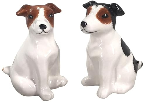 Novelty Dog Shaped Ceramic Salt & Pepper Shaker Set, Quirky Tableware or Home Decoration, Great Dog Lover Gift (Jack Russell Terrier)