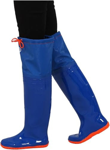 DgtZyrih Waterproof Work Boots Men And Women Wading Pants, Tall Rain Boots, Breathable Waders Hunting Boots With Cleated Sole For Fishing Hunting And Fishing Shoes,Blue,37