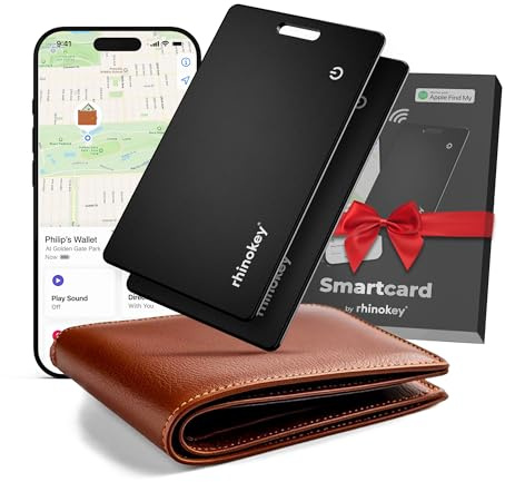 Smartcard by Rhinokey® - Wallet Tracker Card Rechargeable 1.8mm Thin Apple Find My (iOS Only) Airtag IP68 Waterproof Item Finder with Key Chain Hole for Luggage, Tags, Passport Bluetooth (3)