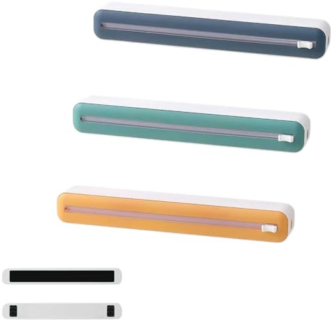 Distributeur de film alimentaire,boîte de rangement avec coupe-film alimentaire,distributeur de papier aluminium et film alimentaire avec coupe-film,pour la cuisine (3 pcs) (Version Aimantée)