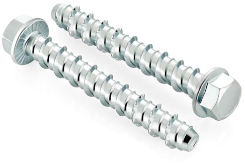Zynthor M6 x 75mm Concrete Screws Bolts, 10Pcs | Hex Washer Head Concrete Anchor Bolts, Masonry Screws for Brick Wall, Used for Anchoring to Masonry, Brick or Block