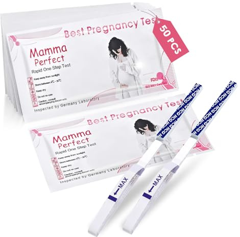 50 pièces Tests de Grossesse bandelette, Tests de Grossesse Précoce, Détection Ultra Précoce de la Grossesse, Ultra-sensible, Pratique et Rapide, Résultats Précis, pour une utilisation en famille