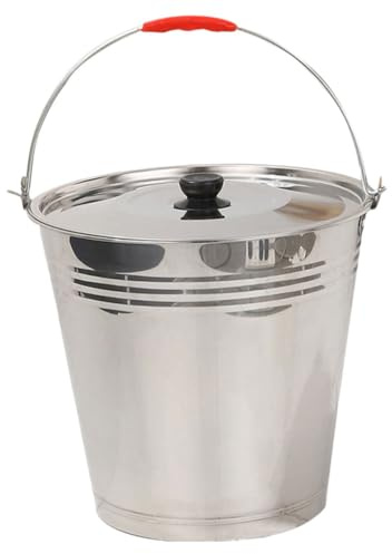 BESPORTBLE Cubo de Agua con Tapa de Acero Inoxidable 304, 8l, con Asa | Uso Multifuncional, Gran Capacidad y Fácil de Transportar, No se Deforma Rompe, con Tapa
