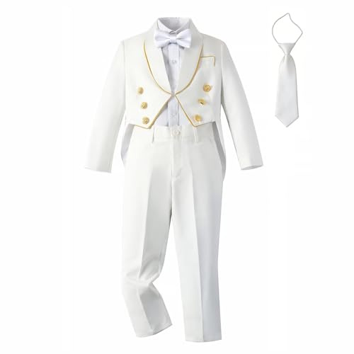 Baby Boy Clothes Suits Infant Gentleman Wedding Outfit Formal 4t Toddler White Suit 5Pcs Baby Suit Sets for Christening Baptism