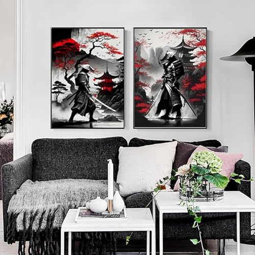 IUNTWEIE Images sur toile Bushido japonais - Poster samouraï japonais - Art mural - Guerrier noir et blanc - Peinture sur toile pour salon et chambre à coucher - Sans cadre - Bushido-5, 2 x 50 x 70 cm