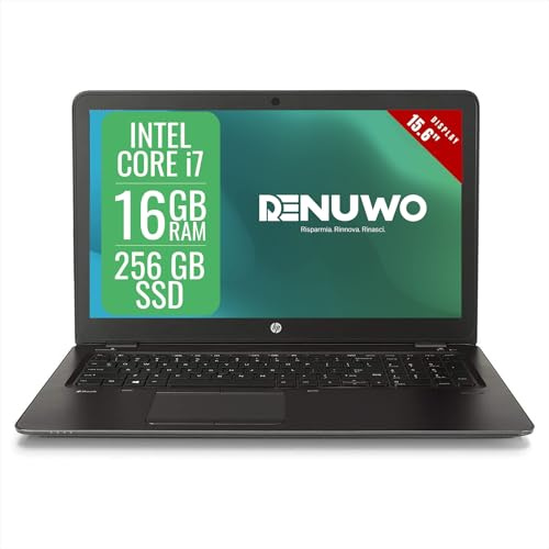 HP Zbook 15 G3 Notebook Workstation Business Intel i7-6500U, Ram 16GB, SSD 256GB, AMD W4190 2GB, Display FHD 15,6, Tastiera Qwerty IT, Batteria Nuova, Win 11 Pro + Libre Office (Ricondizionato)
