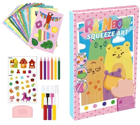 Generico Carta da grattare - Carta/Vernice, artistici Rivela Un Multicolore Vibrante | Kit da Disegno Creativo Riutilizzabile Set da Cartolina, Blocco da grattare per Bambini, Adolescenti, ad