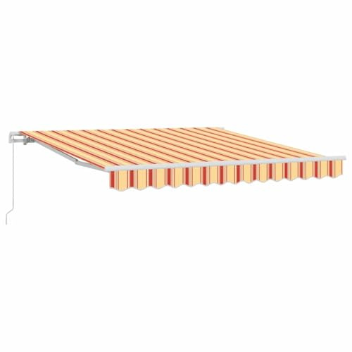 Favemtsl Tenda da sole con braccio articolato, 350 x 250 x 165 cm, retrattile, in poliestere, regolabile manualmente, per terrazza, giardino e balcone, a righe colorate gialle e arancioni
